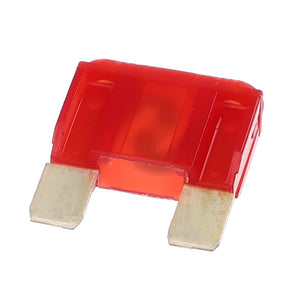 The AGCO | Fuse 50A - 4271803M1, a red automotive blade fuse featuring two metal prongs and compatibility with various Fendt models, is displayed against a white background.