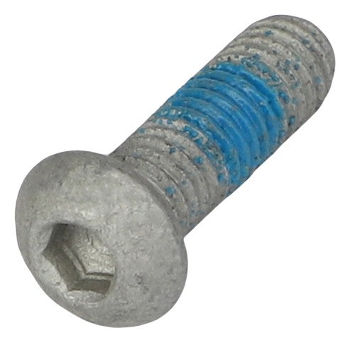 An image of the AGCO HEX SOCKET BUTTON HEAD BOLT - ACP0129330, featuring a blue thread-locking compound. For product questions, feel free to contact our support team.