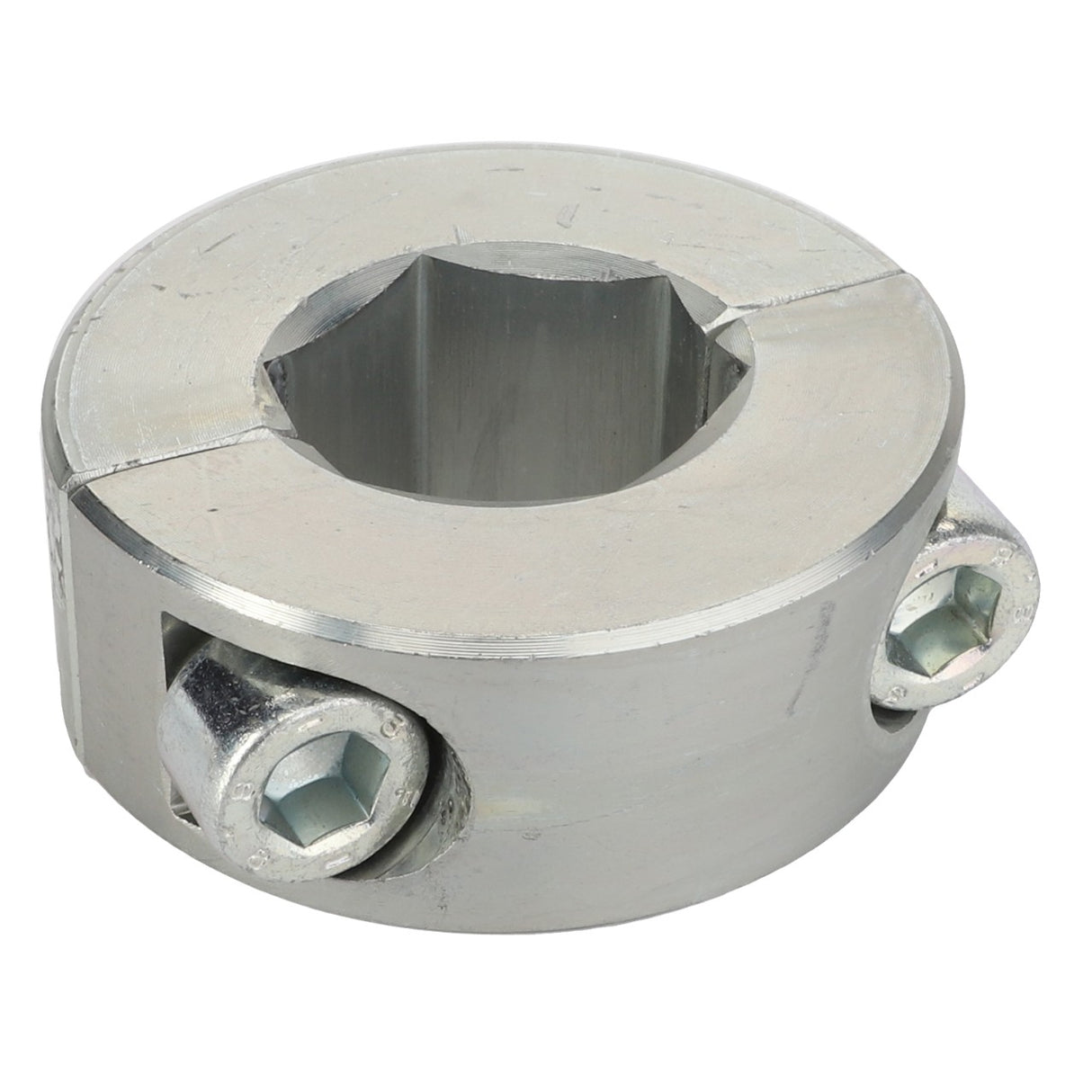 The AGCO | RETAINER - ACP0289190 is a round metallic mechanical component featuring bolts and a central square hole, designed for fastening or connecting shafts in machinery. For any questions about this product or ordering assistance, please contact our support team.