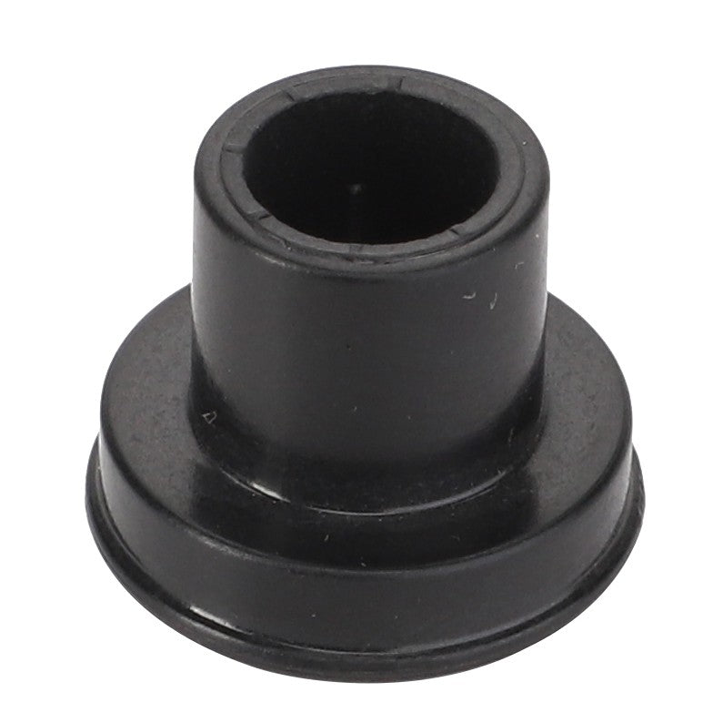 Product description information is currently unavailable; however, the AGCO ISOLATOR - F718202180060 features a black plastic bushing with a flanged base and a cylindrical center hole.