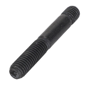 Close-up of the AGCO Stud Bolt - Acw1394490, a black, double-threaded metal bolt featuring threads on both ends and a smooth section in the middle.