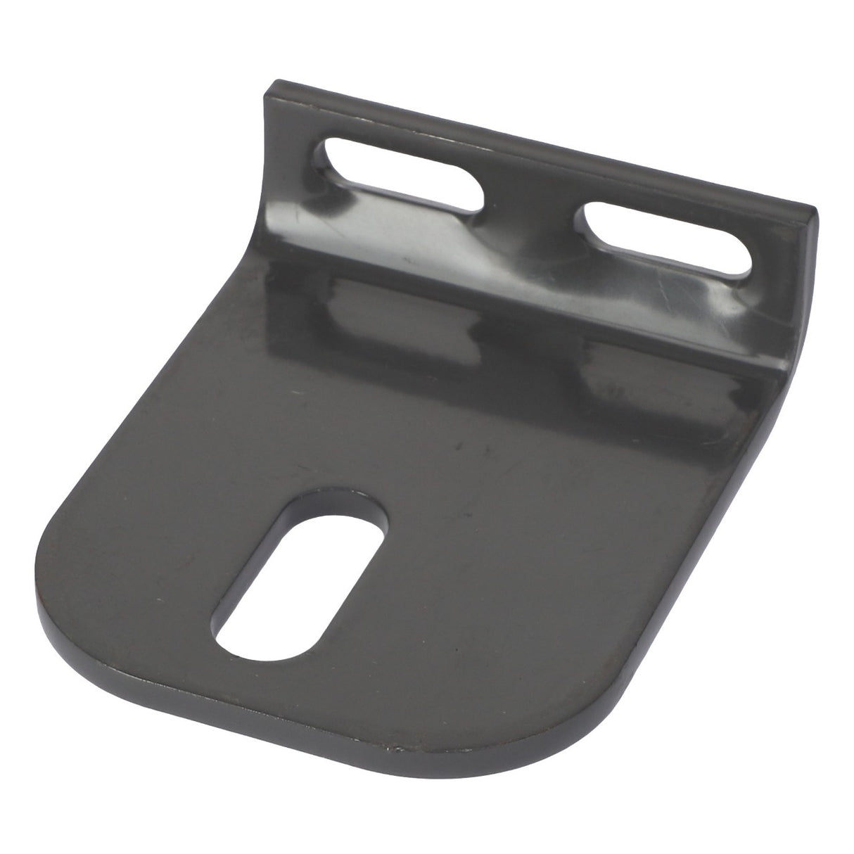 The AGCO Latch Bracket - Acx2372090 is a metal bracket designed with two slotted holes on the vertical side and one elongated hole on the horizontal side. No current product description information is available.