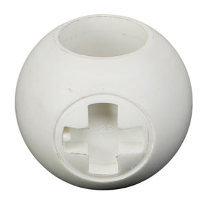 The AGCO | BALL - AG426908 is a white plastic ball with a hollow interior and a cross-shaped cutout at the bottom. This simple yet versatile product by AGCO doesn't have any current description that truly captures its essence quite like this one.