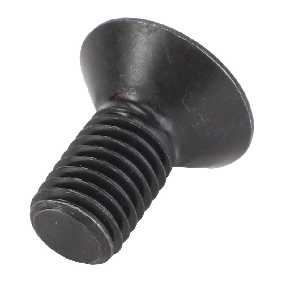 A black AGCO Bolt - Acp0369790 with a flat head, threaded body, and conical top is shown against a white background. This detailed description showcases the available product from AGCO.