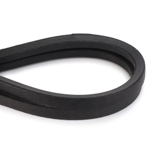 Close-up of an AGCO Drive Belt, Counter - D41933900, folded in a loop against a white background, designed to reduce noise and slippage for optimal performance.