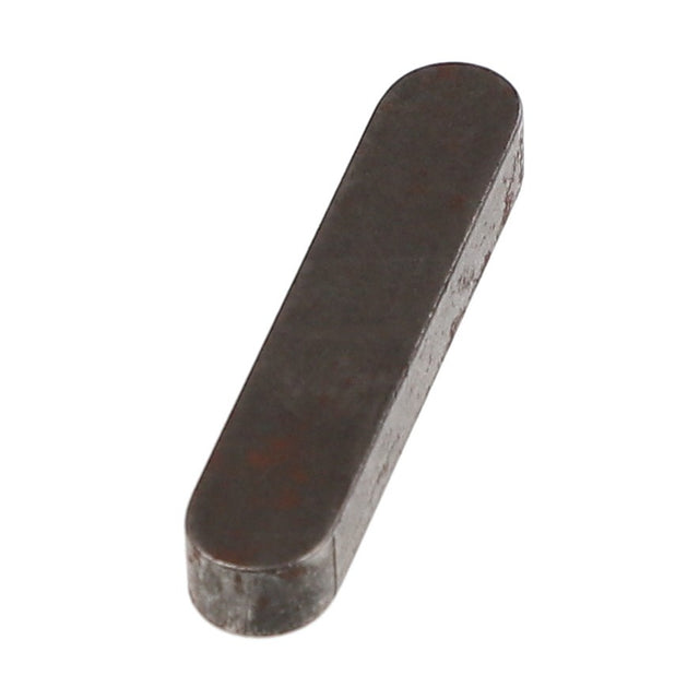 The AGCO | Parallel Key - 3008738X1 is a rectangular metal key designed for mechanical purposes, notable for its rounded edges.