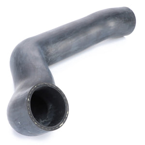 A black curved rubber hose, likely a replacement part for a vehicle or machinery, shown against a white background. Crafted from high-quality materials, the AGCO Upper Radiator Hose (4282564M2) is perfect for Massey Ferguson Models.