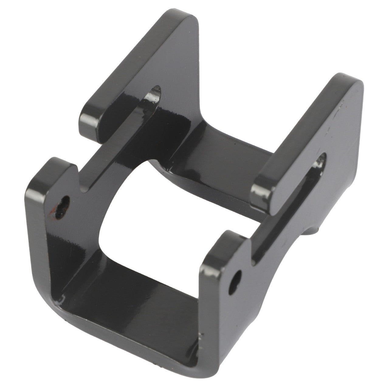 The AGCO | Chain Support - Acx2994430 is a black, U-shaped metal bracket with four side holes, designed for mounting or supporting purposes. No current product description information is available.