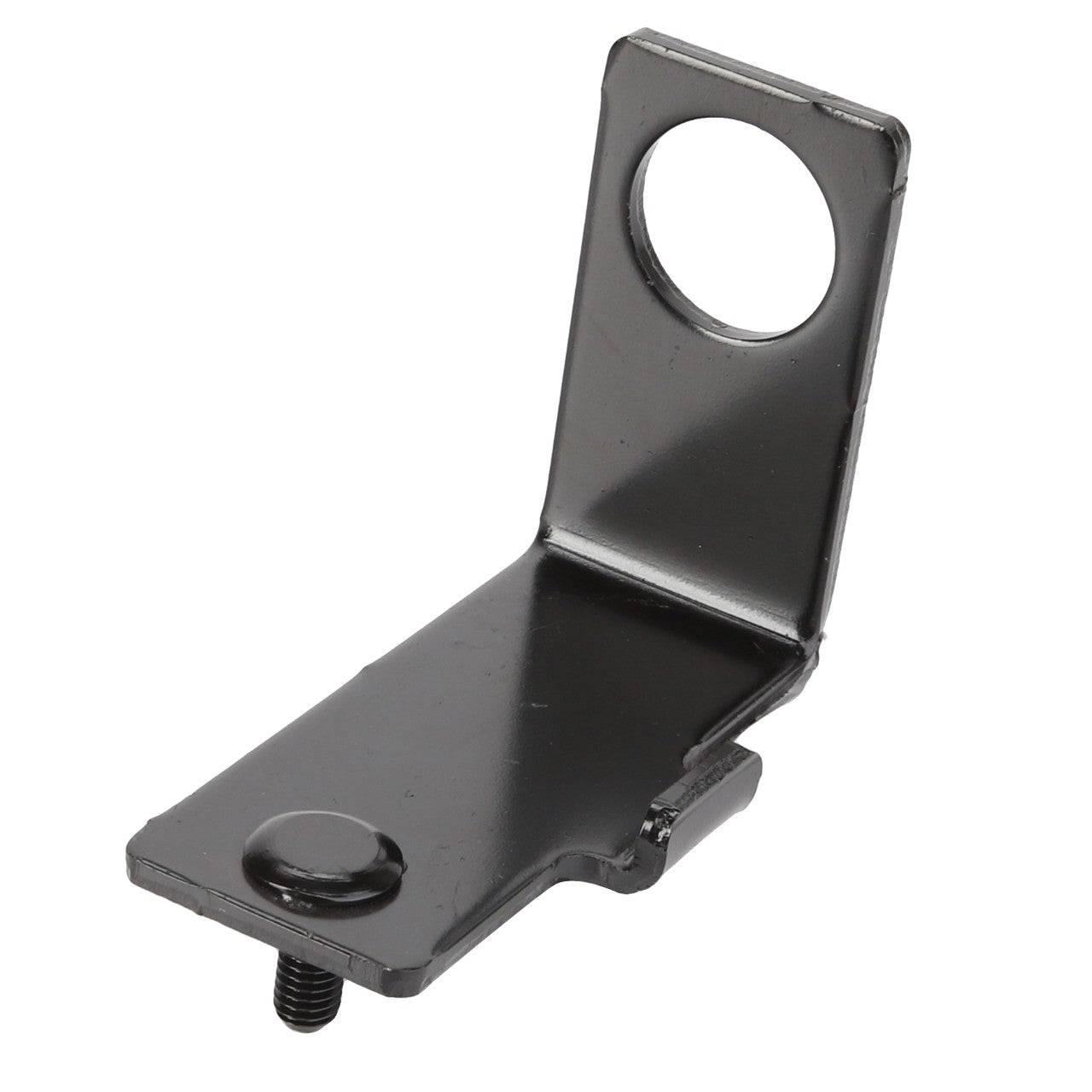 Introducing the AGCO Bracket - Acw1088460 by AGCO: a metal bracket designed with a large circular hole at one end and a small threaded bolt on the other. No additional product description information is available.