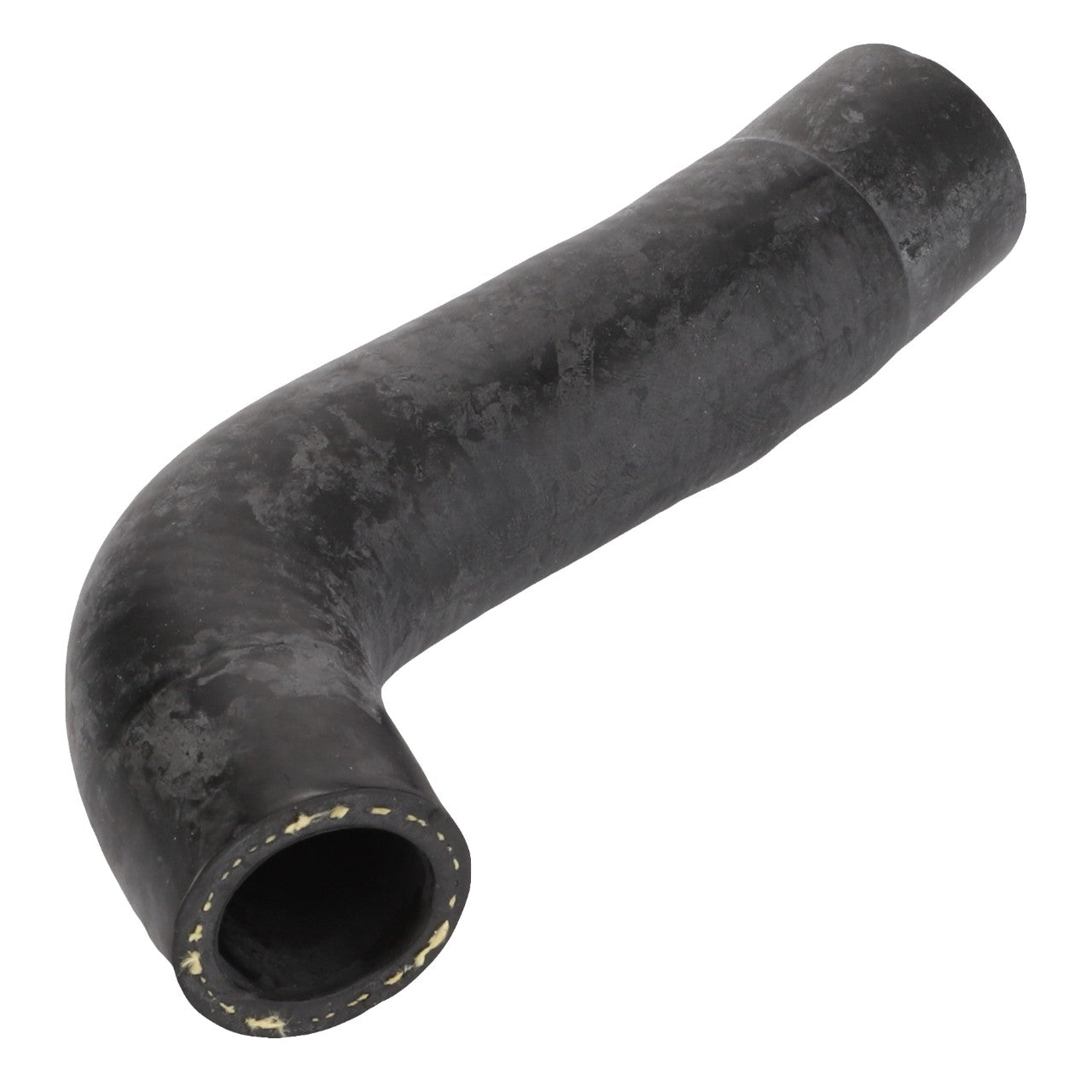 No product description is available for the AGCO | Brake Hose - 4389204M1, a black, curved rubber hose with a textured surface and open ends.