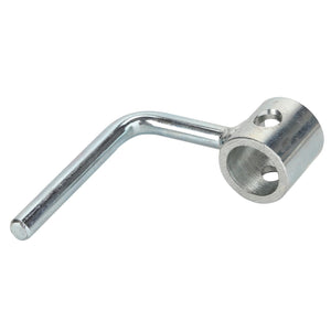 This product, the AGCO Control Arm - Acp0007150 by AGCO, is a metallic L-shaped pin with a cylindrical, hollow end featuring a small hole on the side. No current product description is available for this item.