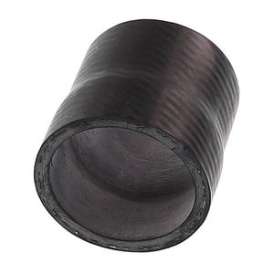 The AGCO HOSE - ACP0581580 is a cylindrical black plastic pipe connector featuring visible textures on the outer surface. According to the product description, it is hollow and slightly tapered at one end. For any ordering inquiries, please reach out to our support team.