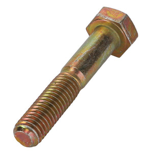 Close-up of the AGCO Hexagonal Head Bolt - Fel116514 featuring threading on the lower portion and a six-sided head, displaying a metallic finish. No current product description available.