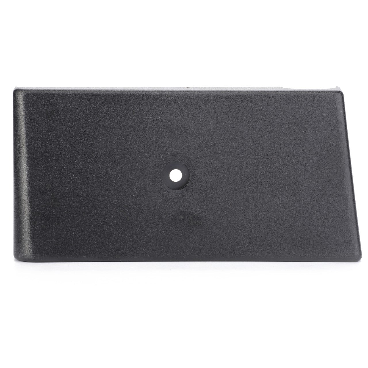 A black rectangular plastic cover with a centered circular hole, specifically designed for Massey Ferguson models, marketed under the name AGCO | Bracket, Lighting - 3714857M1 by AGCO.