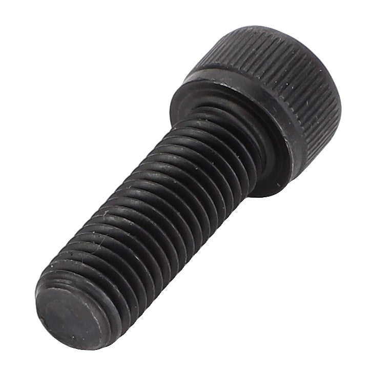 An AGCO Hex Cap Screw (product code: 3640667M1) with a black finish, featuring a knurled head and threaded design, positioned horizontally and compatible with Massey Ferguson models.