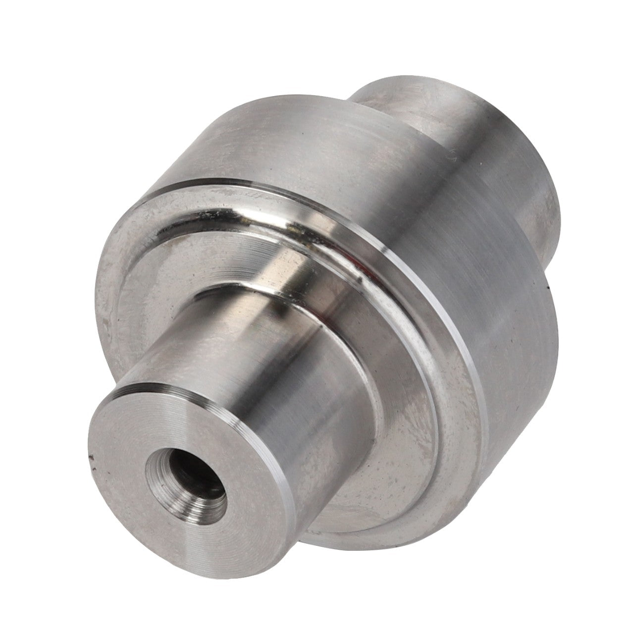 There is no product description available for the AGCO Bearing Pin - F178302020300, a steel mechanical component featuring cylindrical shapes and a hole through one end.