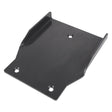 The AGCO | Plate - Acx2433300 from AGCO is a black metal plate with four precise holes and raised edges, making it an ideal sturdy mounting bracket or protective cover.