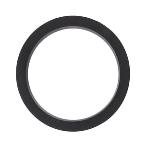 The AGCO Molded Seal, Oil Cooler - F412200510030 is a black rubber gasket with a circular shape and flat profile, designed as a durable seal for your oil cooler, isolated on a white background.