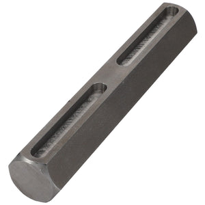 The AGCO Hex Shaft - Fel151640, by the brand AGCO, is a metal cylindrical rod featuring two long rectangular slots running parallel along its length.