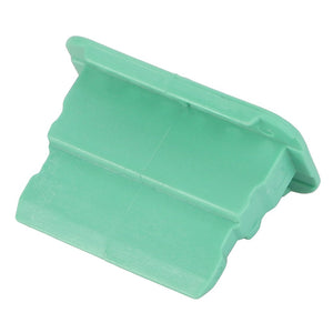 A green plastic connector clip with a rectangular shape and ridged edges known as the AGCO | LOCK - AG520893 by the brand AGCO. No current product description information is available.