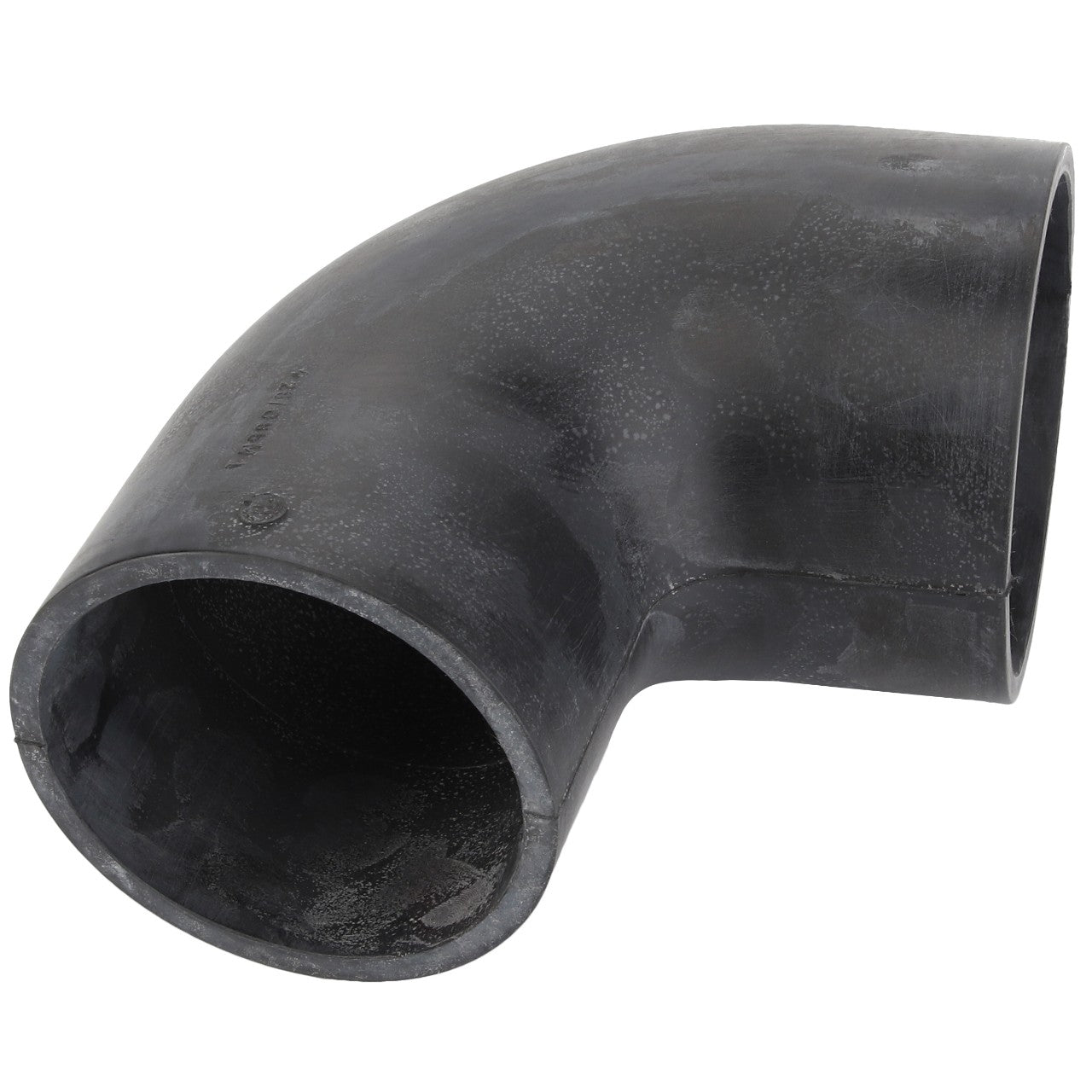 A 90-degree black plastic elbow pipe fitting, expertly designed for seamlessly connecting two pipes at a perfect right angle, known as AGCO's Hose - 4281086M1.