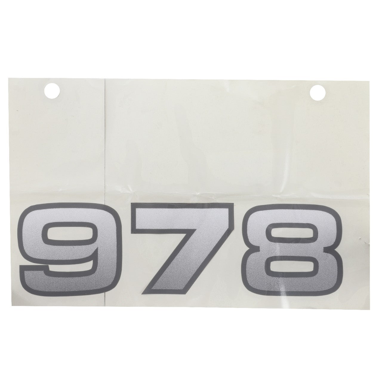 The AGCO decal, product code AL11135628, from brand AGCO features the gray number "978" printed on a white rectangular sheet with two holes at the top. No current product description information is available.