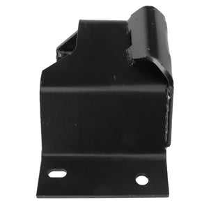 A black, rectangular AGCO metal bracket (Model: D28285756) featuring two holes at the base and a folded flange at the top.