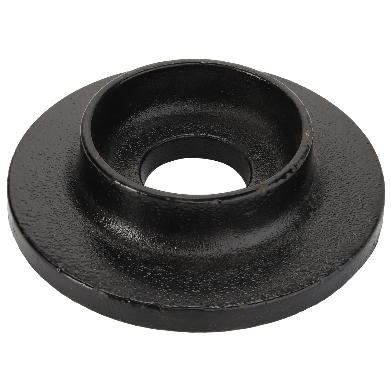 The AGCO Cap - Acp0017430 is a black metal flange featuring a central hole and a raised inner ring. Currently, no specific product description is available for this item.