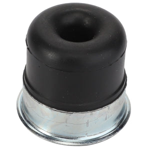 The AGCO Boot - Acp0555920 is a black rubber grommet featuring a central hole and a metal base. No current product description available.