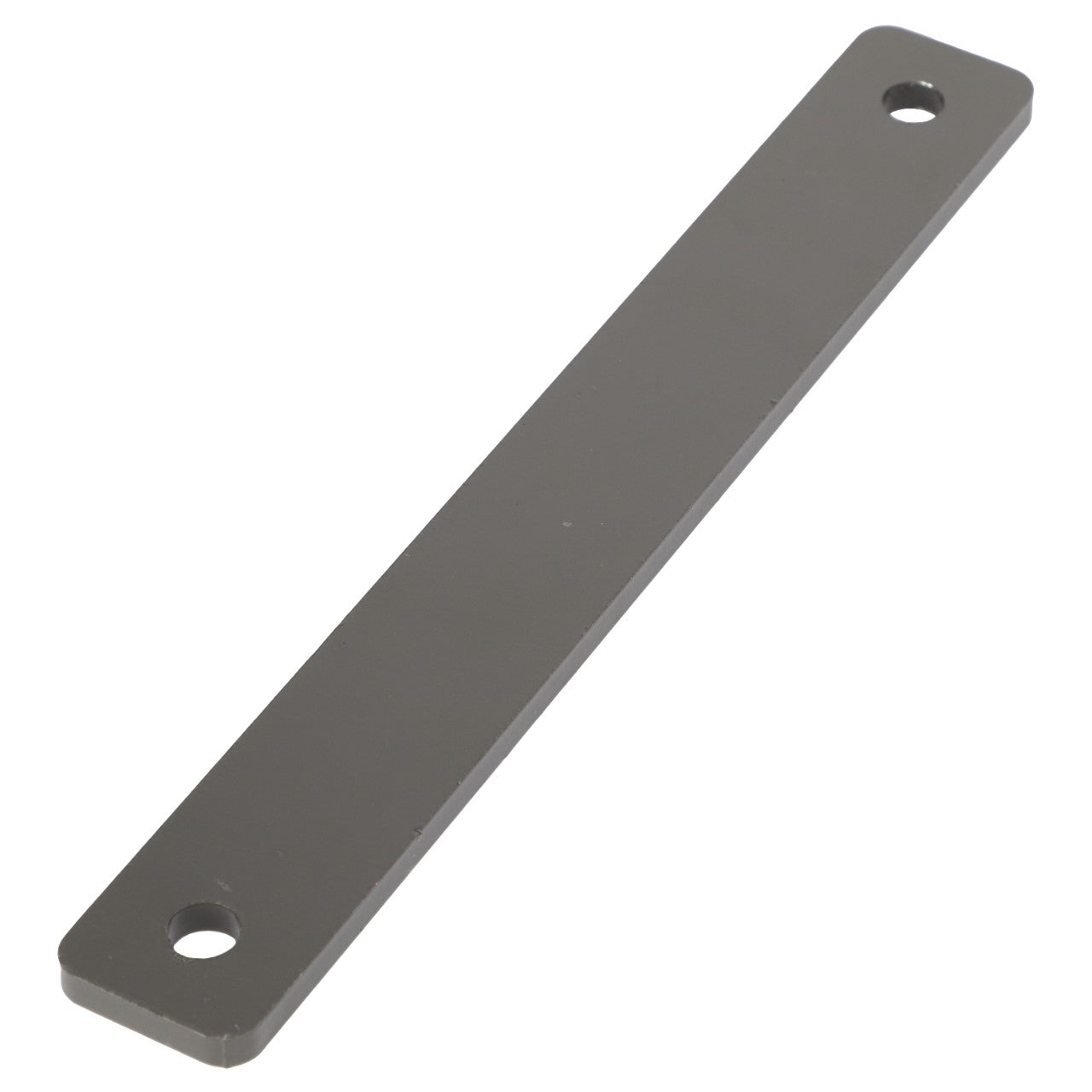 The AGCO Shim - Acw9215420 is a rectangular metal plate with rounded edges, featuring two holes at each end.