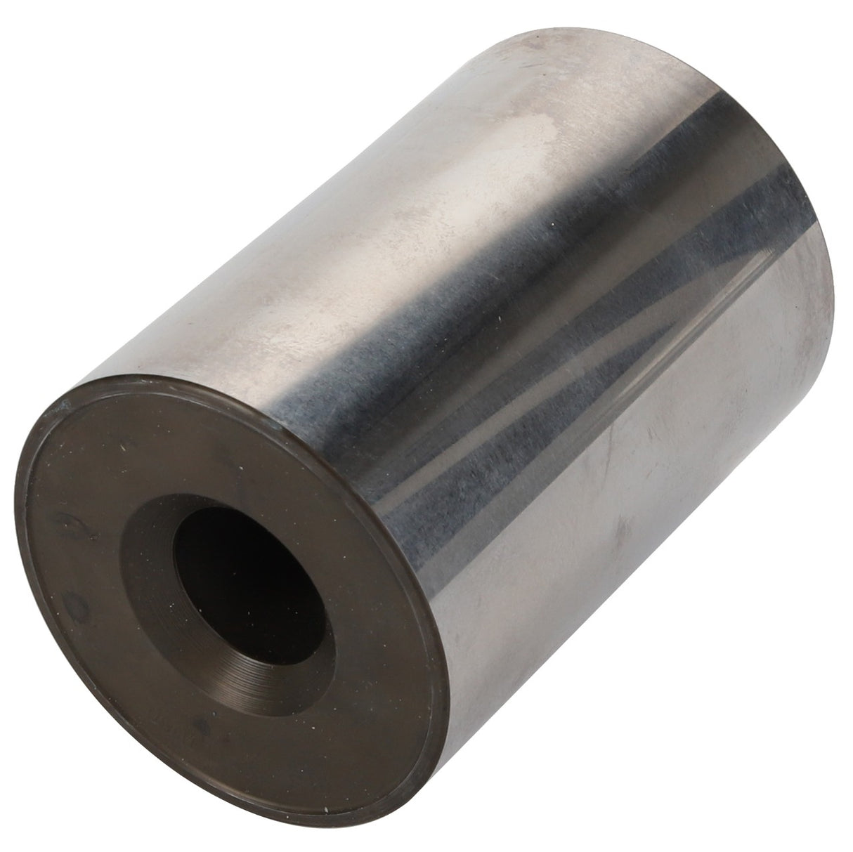 A metallic cylindrical component with a hollow center, boasting an intricately reflective surface, the AGCO Piston Pin - Acp0584610.