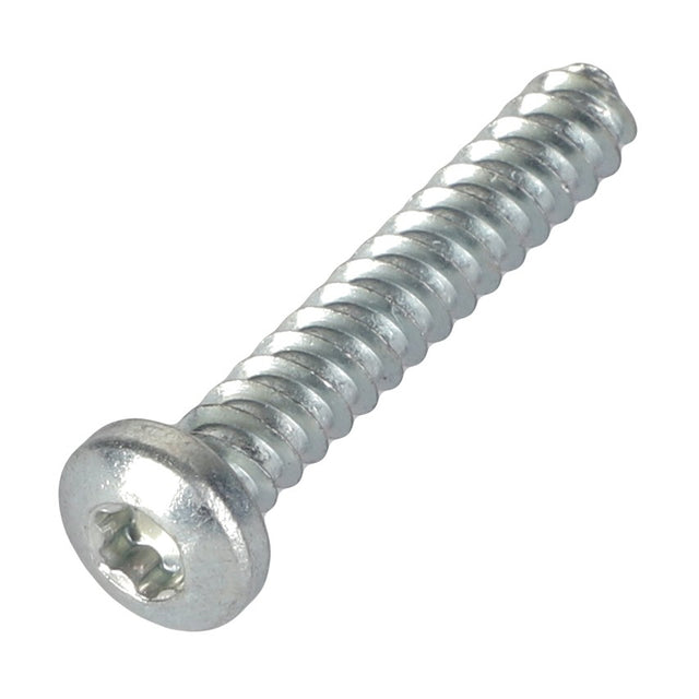 A close-up of the AGCO screw, model Acw4265030, which features a silver Phillips head with a round head and threaded shaft, gleams against a pristine white background, adding a touch of industrial elegance.