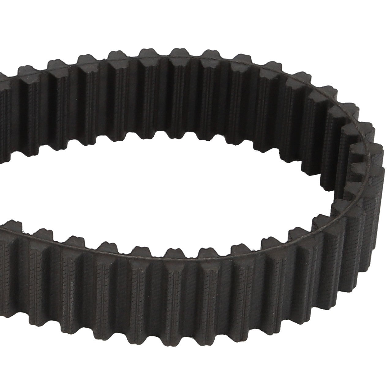 A toothed black timing belt in a circular shape, viewed from a slightly elevated angle, identified as AGCO | BELT – CG1350656010 under the AGCO brand, currently has no product description information available.