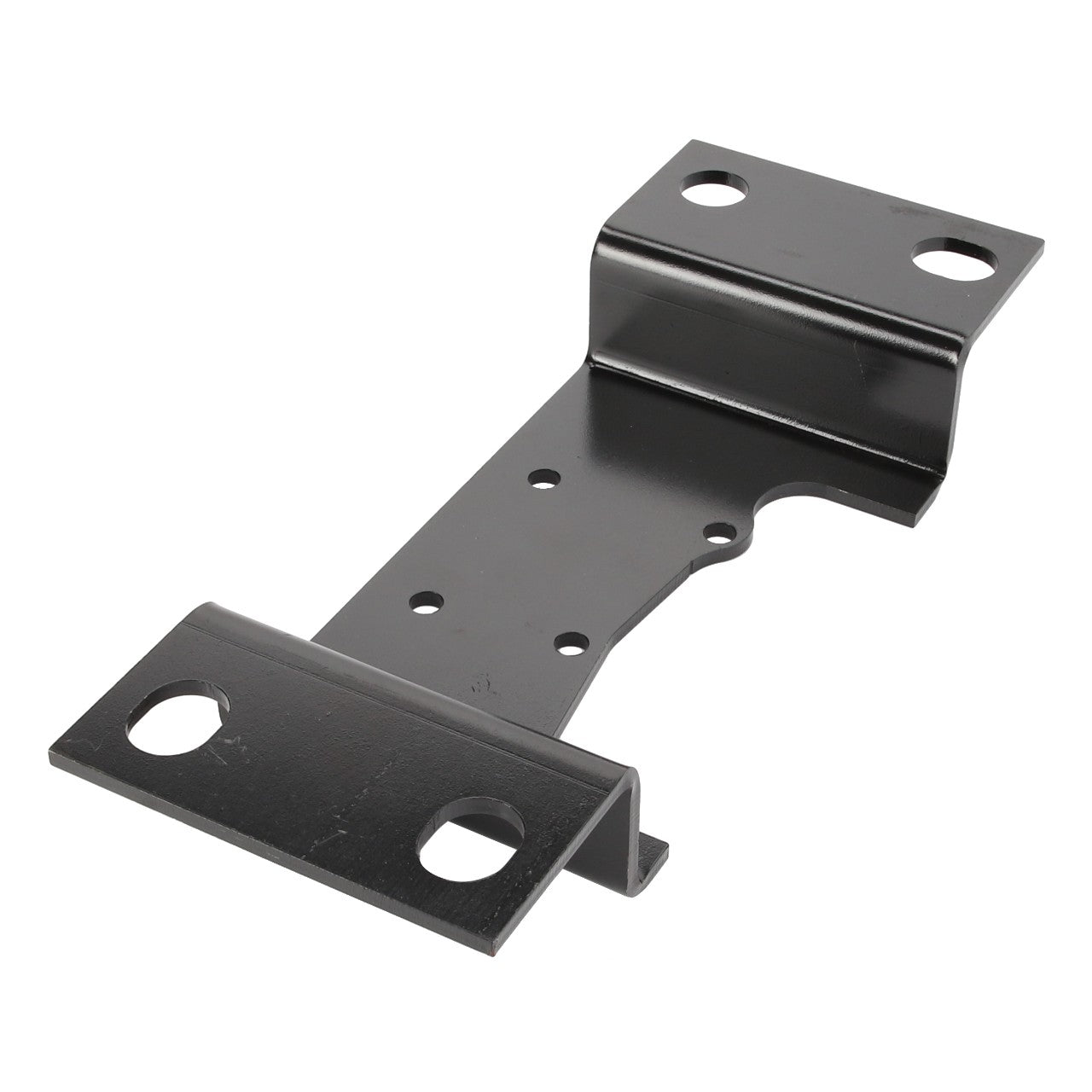 The AGCO Bracket - Acw219612A is a black metal bracket with several holes and a right-angle bend, designed for mounting or securing objects. No further product description information is available.