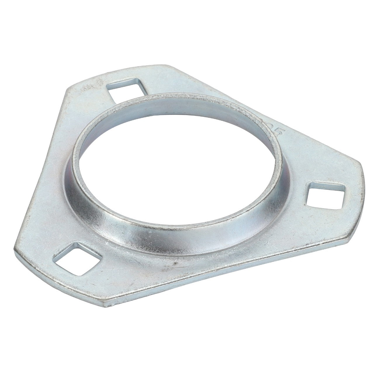 AGCO Bearing Carrier - ACY9102140 features a steel flange with three holes for mounting and a central circular opening. No current product description information is available.