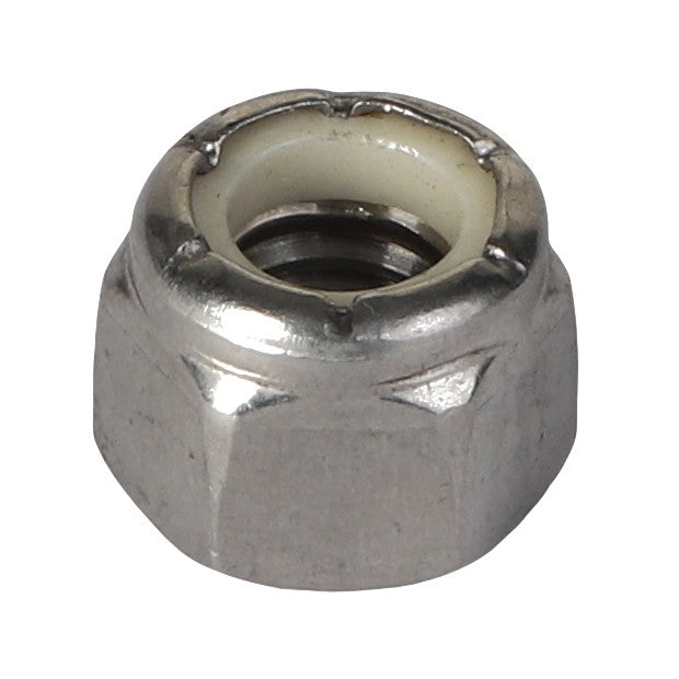 Close-up of the AGCO | HEX LOCKNUT - AG333432, designed with an internal nylon insert for secure fastening. No additional product description information is available at this time.