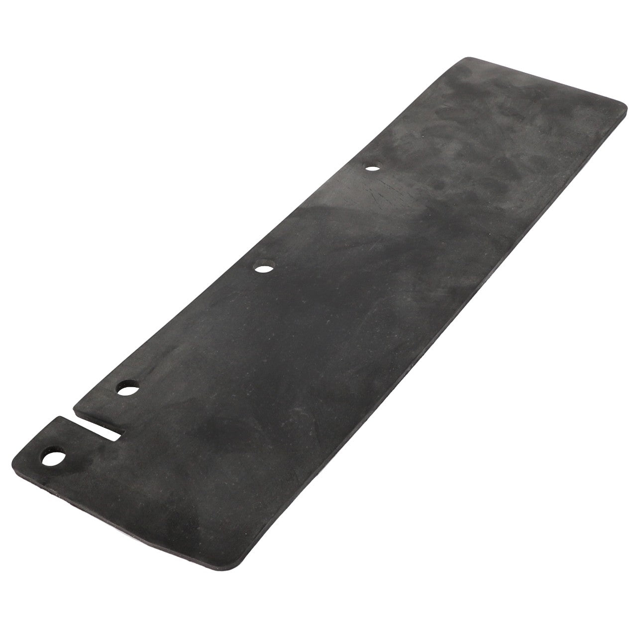 A black rubber flap with three holes, designed for mounting or securing on Fendt Vario tractors, known as the AGCO Rubber Patch - 404700050041.