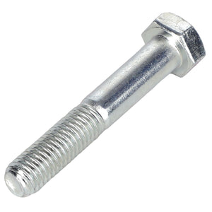 A close-up image of the AGCO SCREW - AL5002080, a metallic hex bolt with a threaded shaft and a hexagonal head, provides no information available about its specific application.