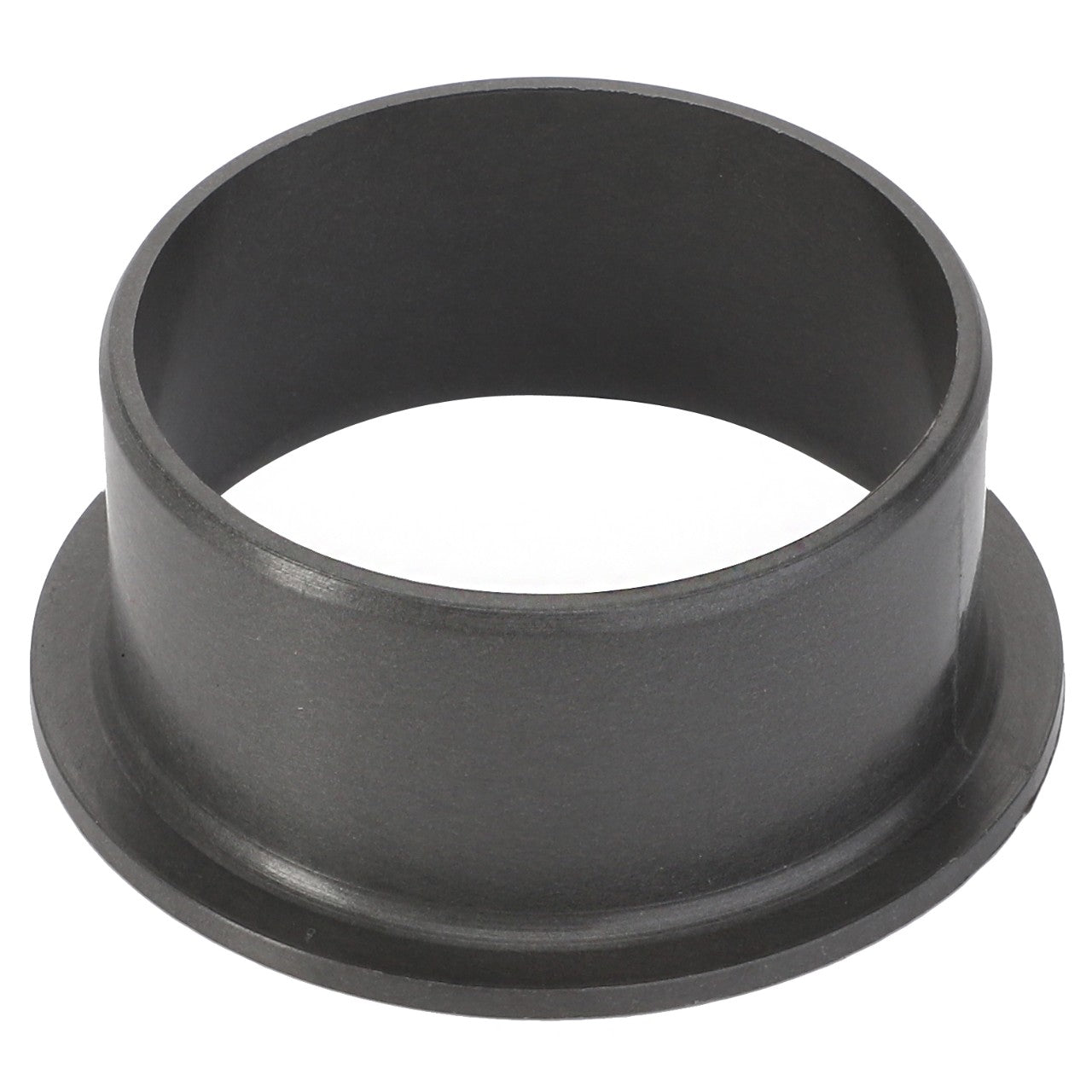 A sleek black cylindrical object with a wide flange at one end, resembling the AGCO Flange Bushing - Fel151231.