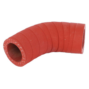 The AGCO | Hose, For Coolant - Acw5057430 by AGCO is a red flexible hose segment, designed with a curved angle and a textured exterior surface for maximum durability, ensuring reliable performance.