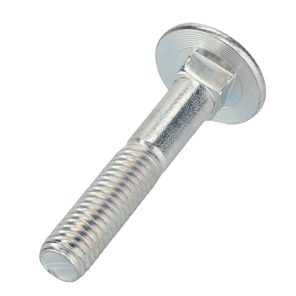 The AGCO Round Head Square Neck Carriage Bolt - Va020638 is a silver metal bolt with a partially threaded shaft and a flat, round head. No current product description available for this product.