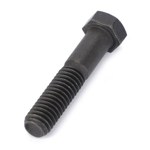 A close-up view of an AGCO Hex Socket Bolt (model number 377143X1) with a partially threaded shank, measuring 62.28mm, lying on a white surface.