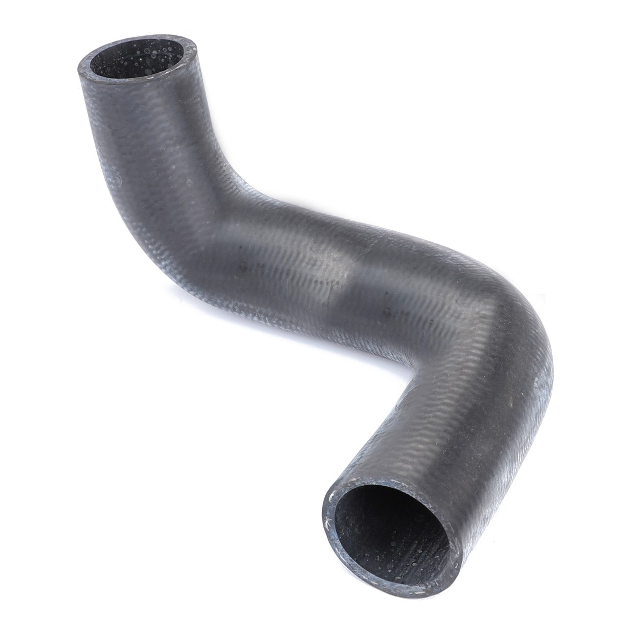 The AGCO Upper Radiator Hose (1692004M1) is a black, S-shaped rubber hose with a textured surface and open ends, typically used in automotive or mechanical applications. Made from high-quality materials for reliable performance, it meets the standards of AGCO Genuine Cooling Hoses.