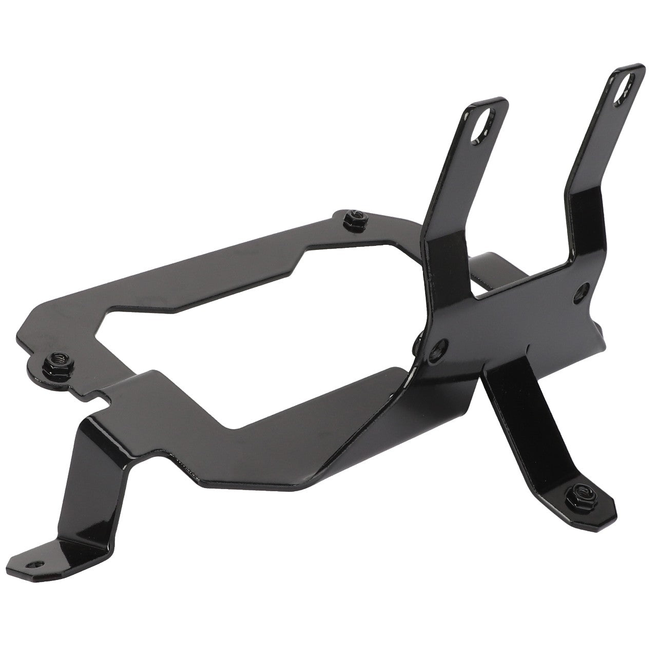 The AGCO Bracket - Acw012048A is a black metal mounting bracket featuring multiple attachment points and a rectangular central opening. No current product description is available for this product.