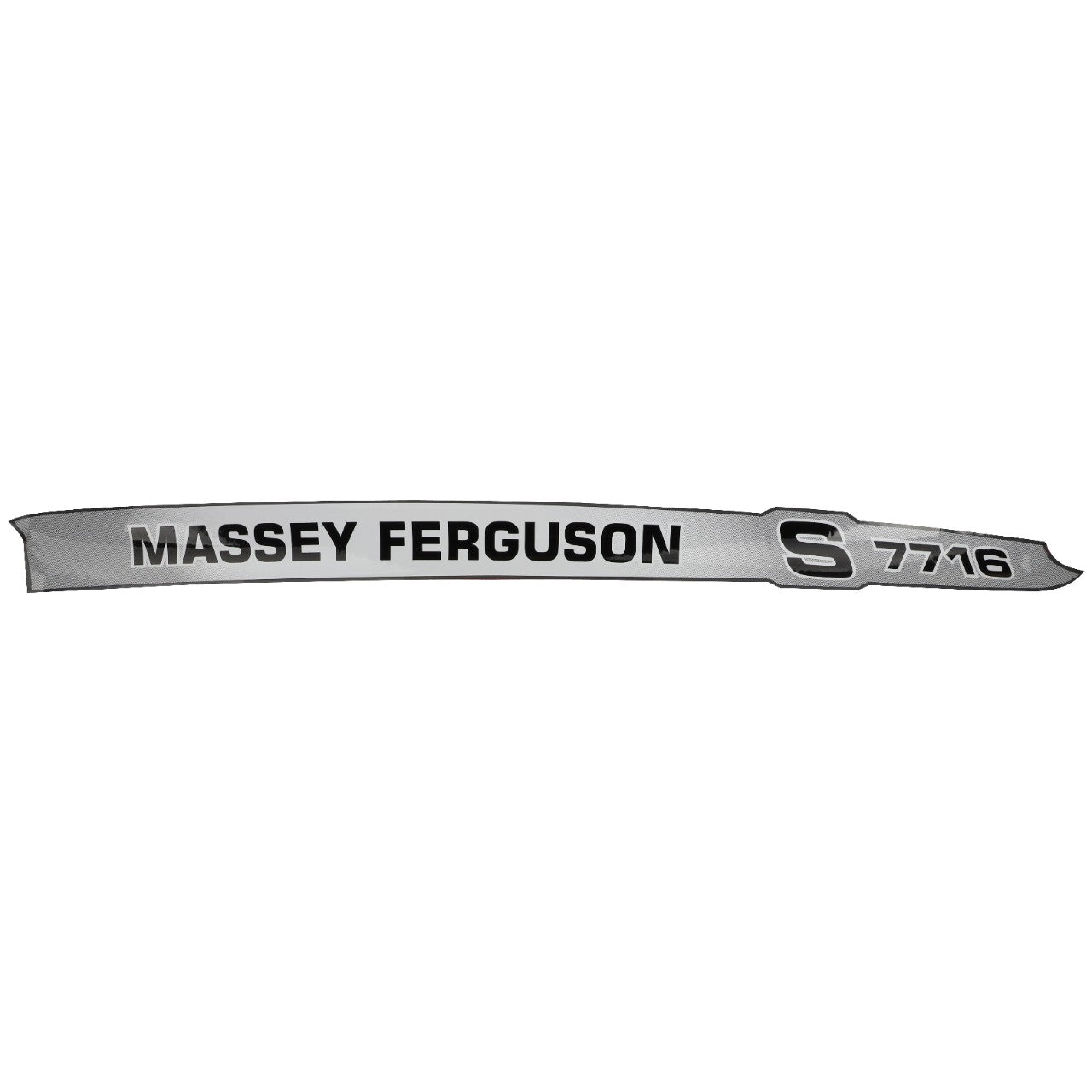 A curved metallic logo strip displaying "Massey Ferguson S 7716" in black text on a silver background; product name: AGCO | Decal, Right Hand - Acw3587300, brand name: AGCO. No current product description available.