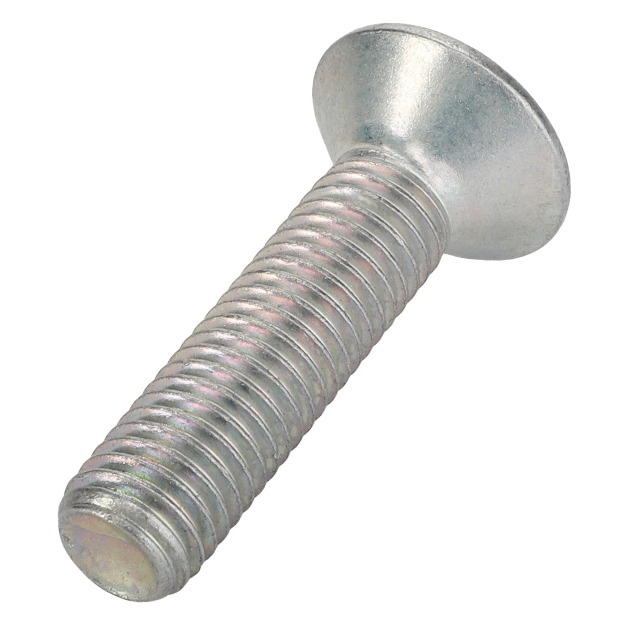 The AGCO | SCREW METRIC - D40605600, a metallic screw featuring a flat, countersunk head and threaded shaft, is displayed against a plain white background.