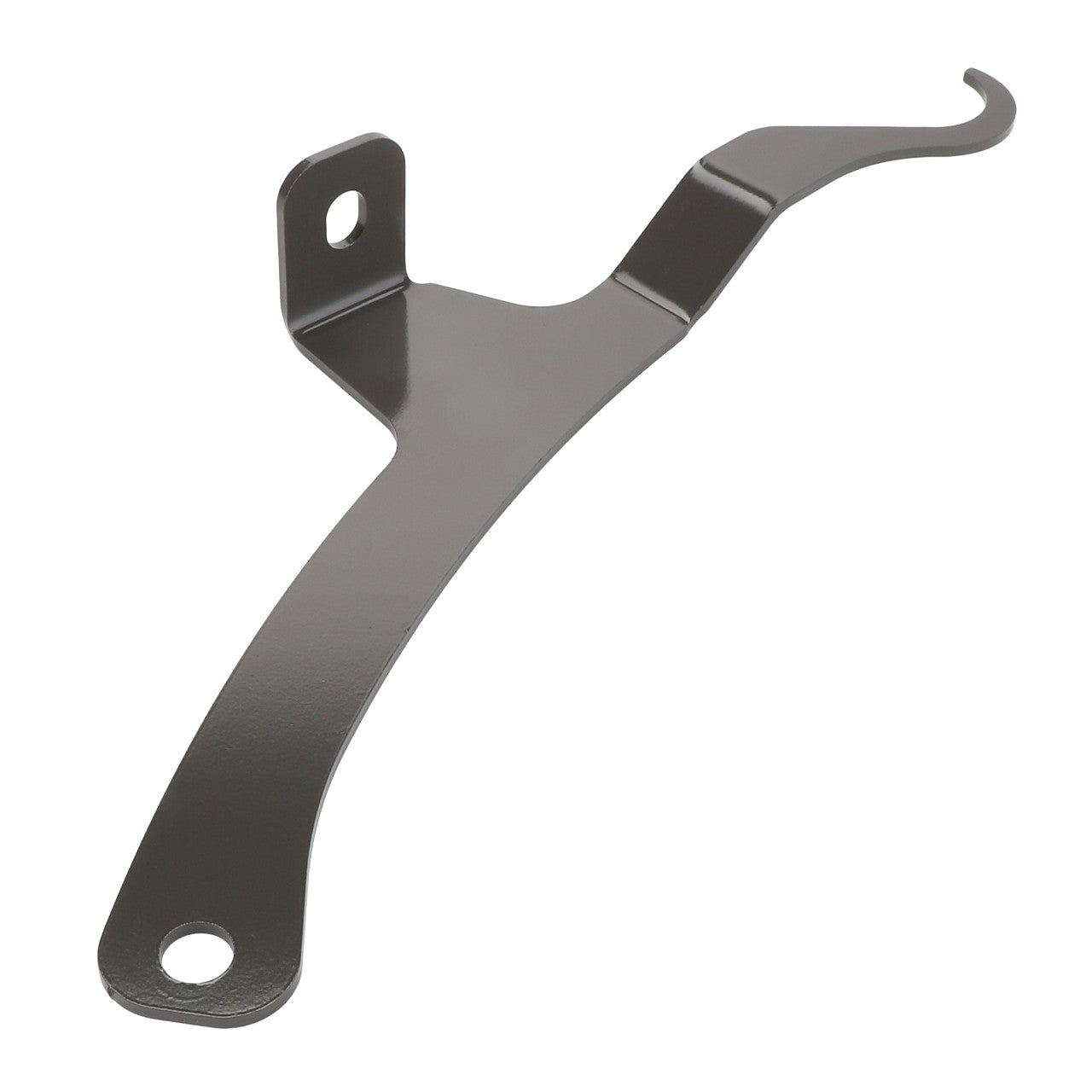 The AGCO Sensor Bracket - Acw252765C is a metal bracket that features a hook on one end and two mounting holes. No additional product description information is available at this time.