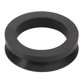 A black rubber grooved ring with a circular shape and a hollow center, branded as AGCO | GROOVED RING - F931150071130.