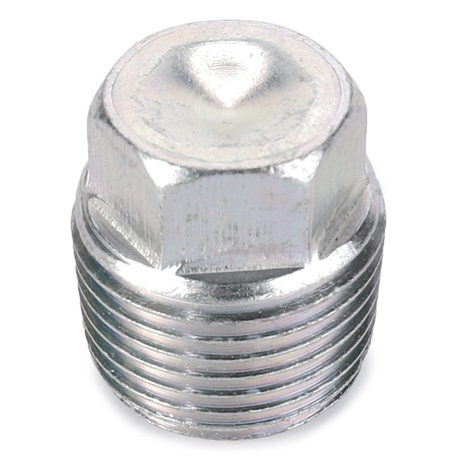 The AGCO | Plug - 392735X1, a metallic hex head plug with threading, is ideal for sealing openings in pipes or other fittings and is perfect for tractor fitment on Massey Ferguson and Fendt models.