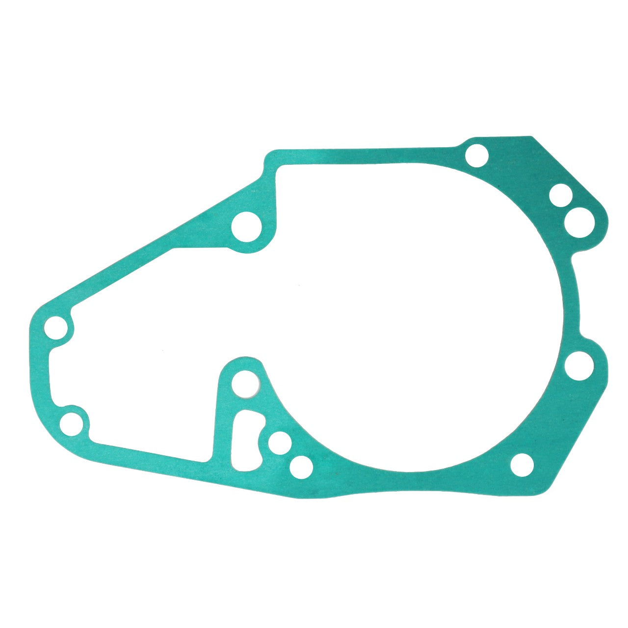 Product Description: The AGCO | Seal - F119200710970 is a green gasket with various cutouts, designed for sealing purposes in mechanical or automotive applications.